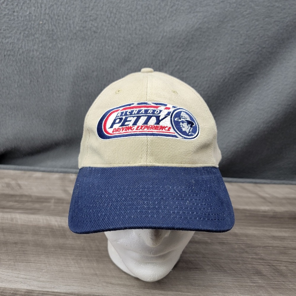 Richard Petty Driving Experience Hat Cap Strap Back Mens Tan Blue Racing NASCAR